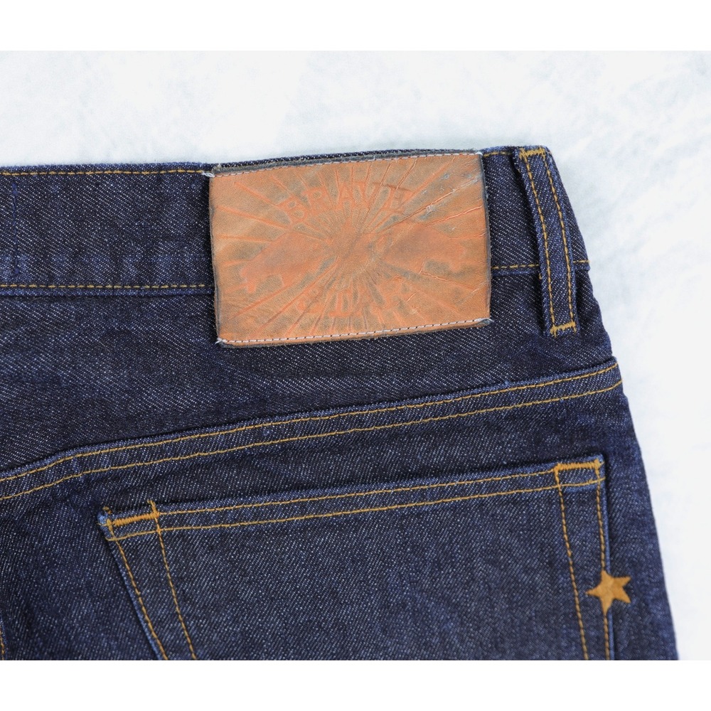 Brave Star Selvage Jeans Mens 33x36 Indigo Blue Raw Denim Made in USA Button Fly - Picture 7 of 15